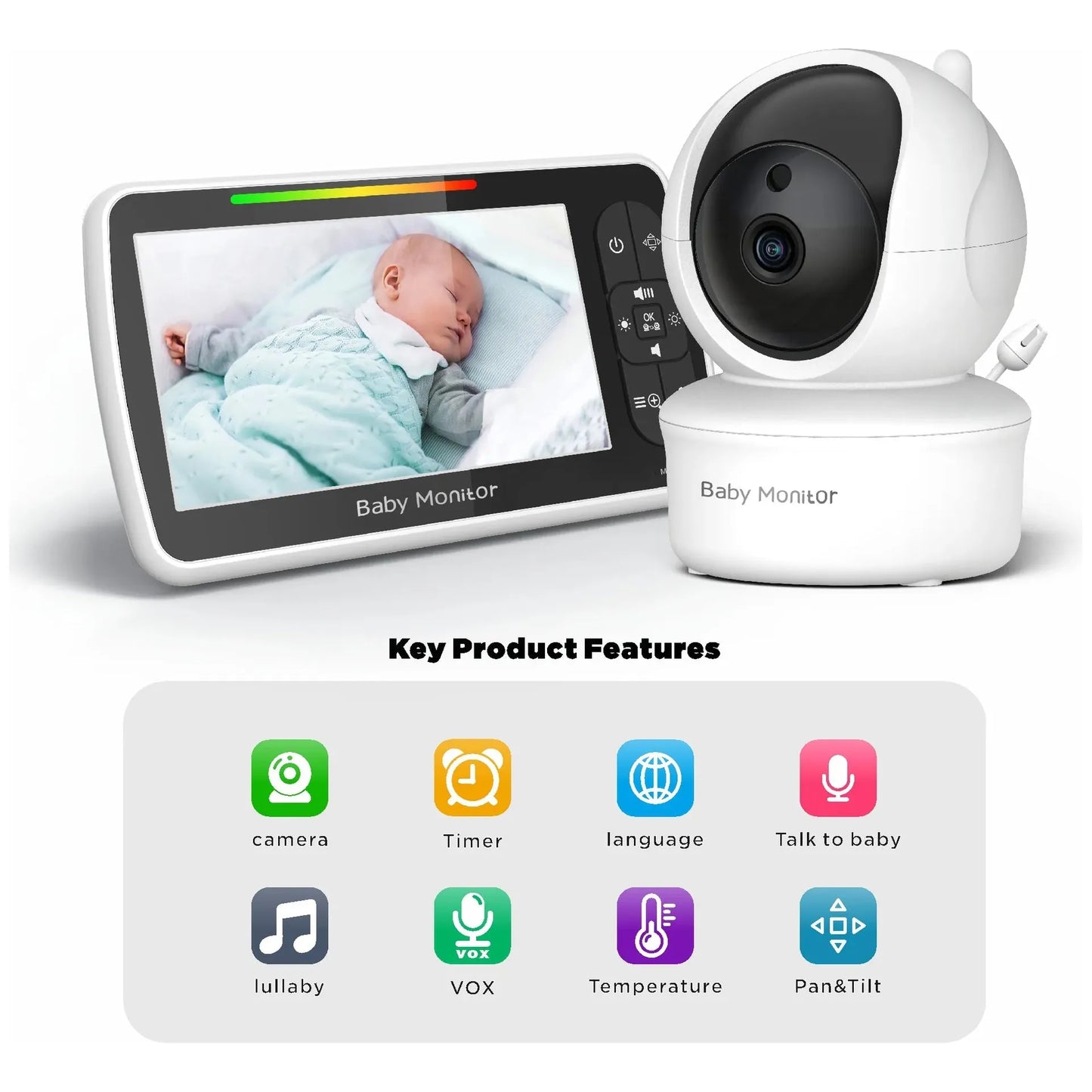 5.0 Inch Wireless Baby Monitor with Camera & Night Vision